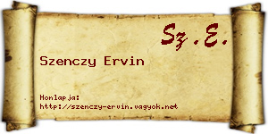 Szenczy Ervin névjegykártya