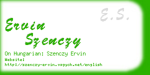 ervin szenczy business card